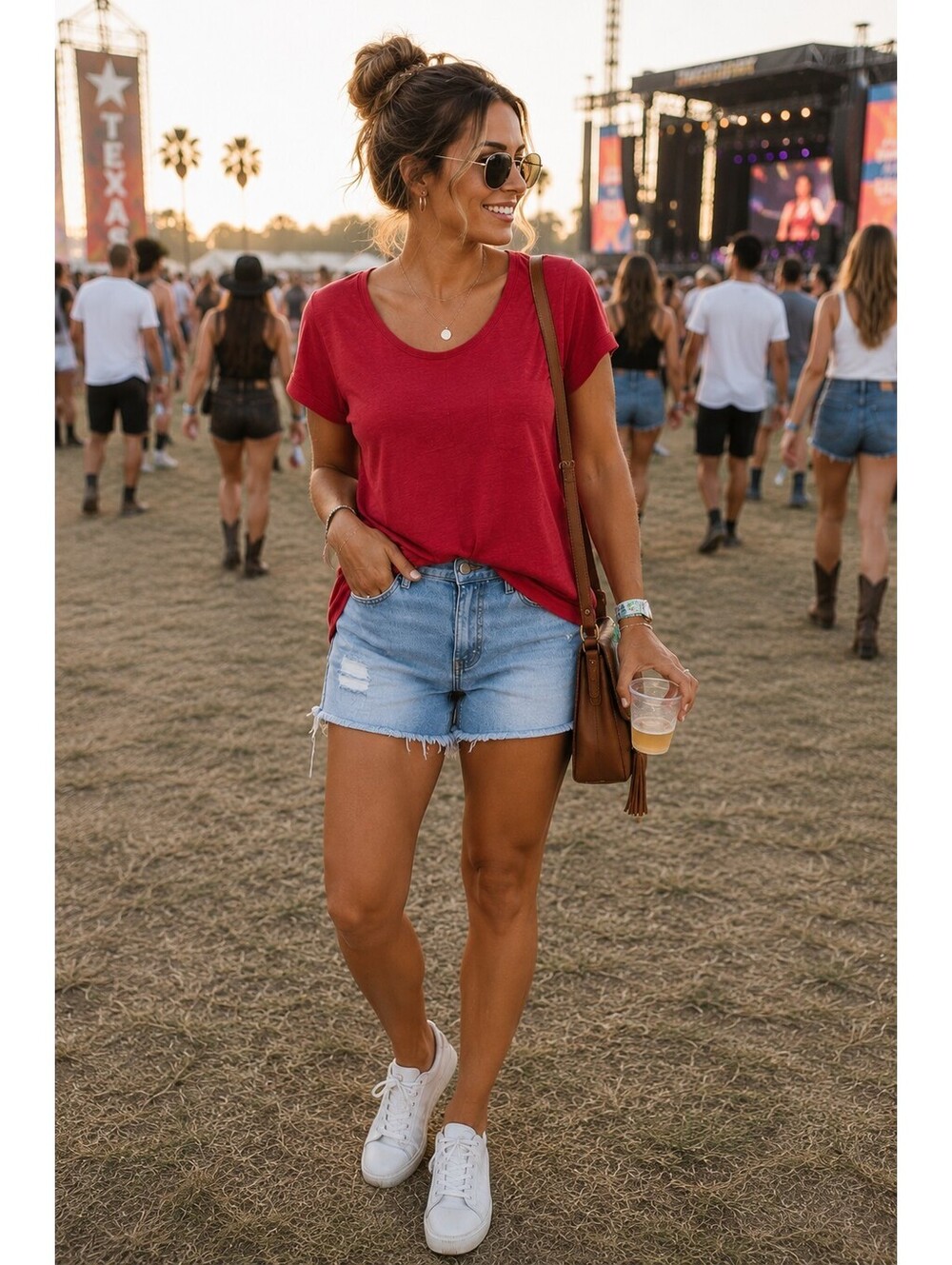 Bcg red shortsleeve tshirt womens
